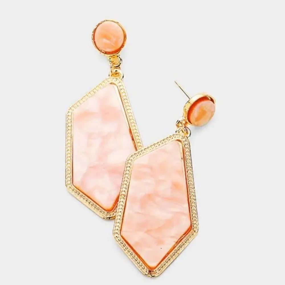 New Womens Celluloid Acetate Angular Cut Earrings